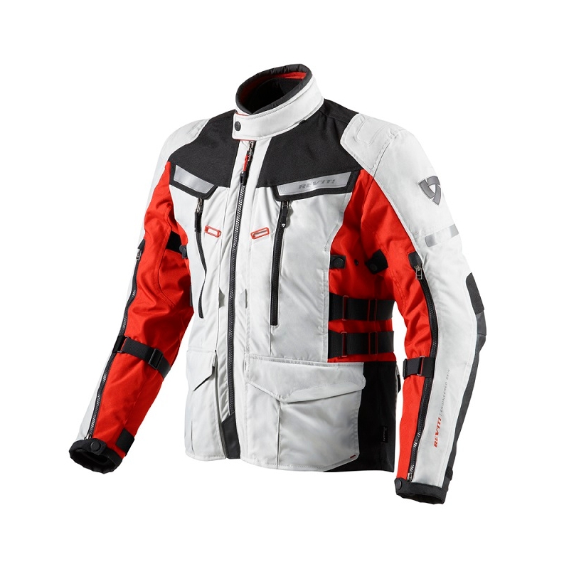 Bunda na motorku Revit Sand 2 stříbrno/červená výprodej