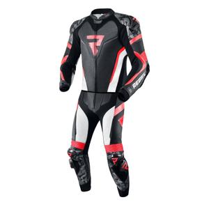 Rebelhorn Rebel Black-White-Fluo Red Мотоциклетен комбинезон разпродажба