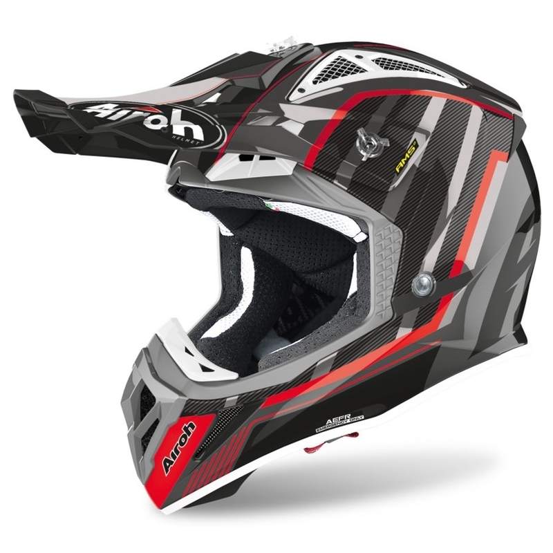 Motokrosová přilba Airoh Aviator Glow 2.3 AMS2 stříbrno-černo-červená