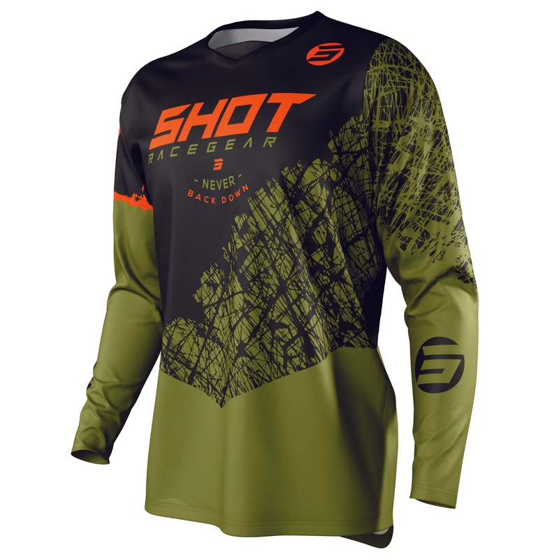 Motokrosový dres Shot Devo Storm černo-khaki zelený