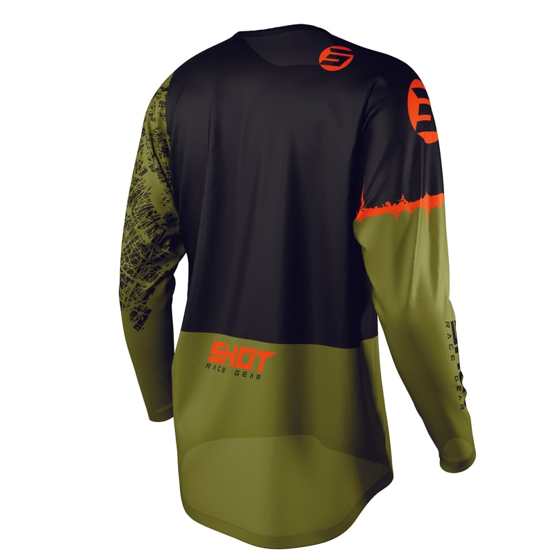 Motokrosový dres Shot Devo Storm černo-khaki zelený