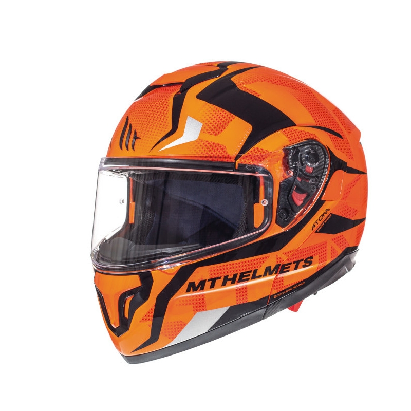 Vyklápěcí přilba na motorku MT Atom Divergence fluo oranžová výprodej