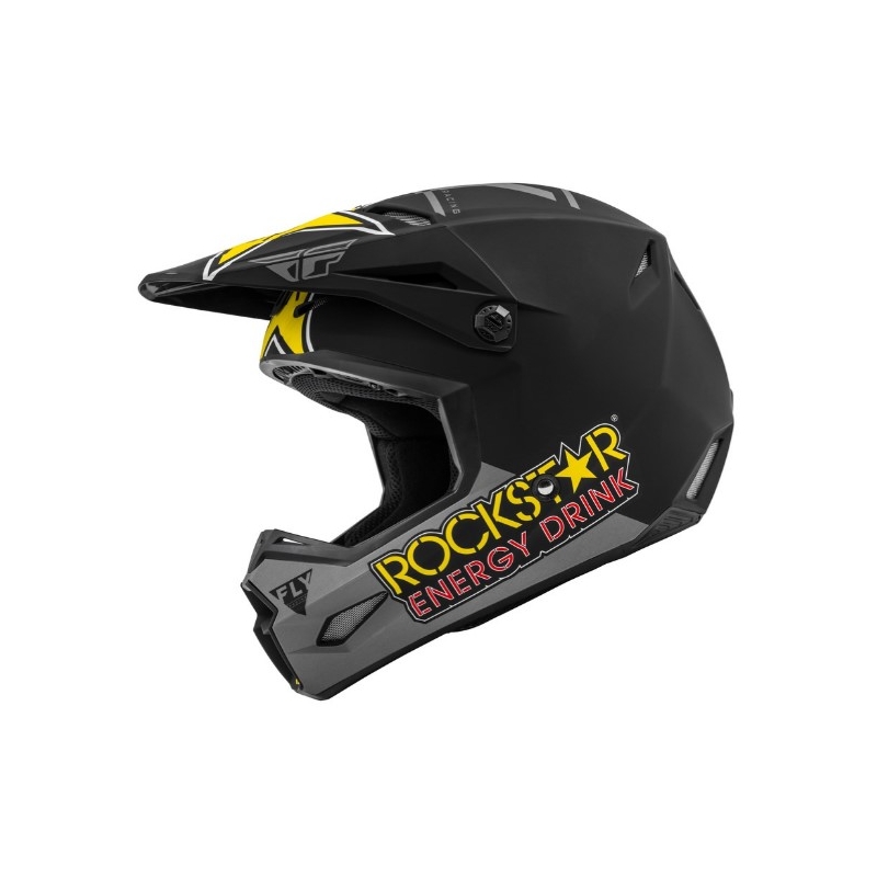 Motokrosová přilba FLY Racing Kinetic Rockstar šedo-černo-žlutá