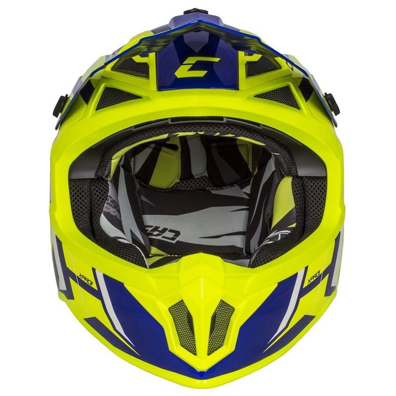Мотокрос каска Cassida Cross Pro II Contra fluo жълто-синьо-бяло