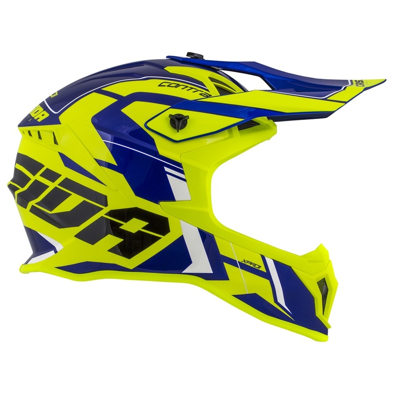 Мотокрос каска Cassida Cross Pro II Contra fluo жълто-синьо-бяло