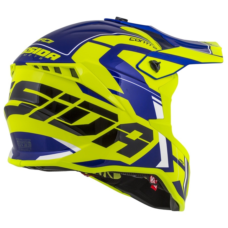 Мотокрос каска Cassida Cross Pro II Contra fluo жълто-синьо-бяло