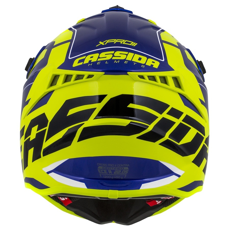 Мотокрос каска Cassida Cross Pro II Contra fluo жълто-синьо-бяло
