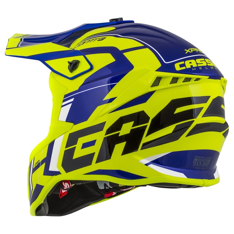 Мотокрос каска Cassida Cross Pro II Contra fluo жълто-синьо-бяло