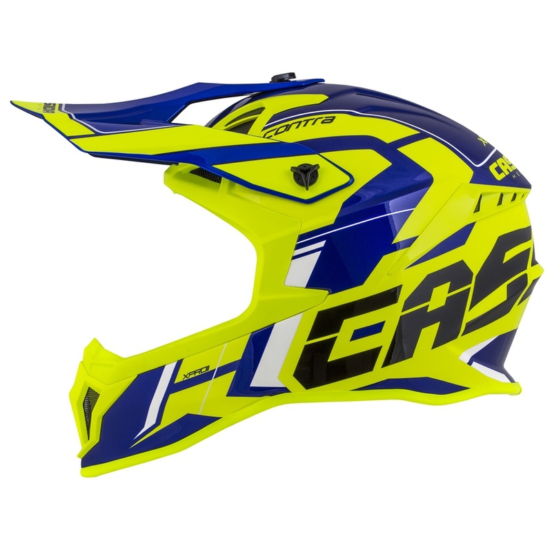 Мотокрос каска Cassida Cross Pro II Contra fluo жълто-синьо-бяло