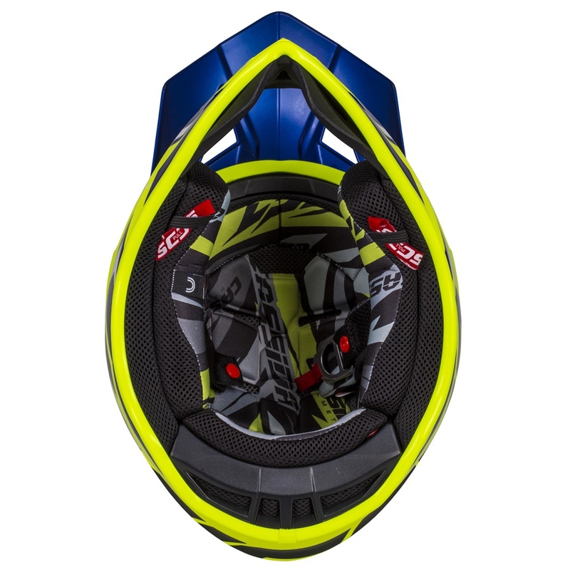 Мотокрос каска Cassida Cross Pro II Contra fluo жълто-синьо-бяло