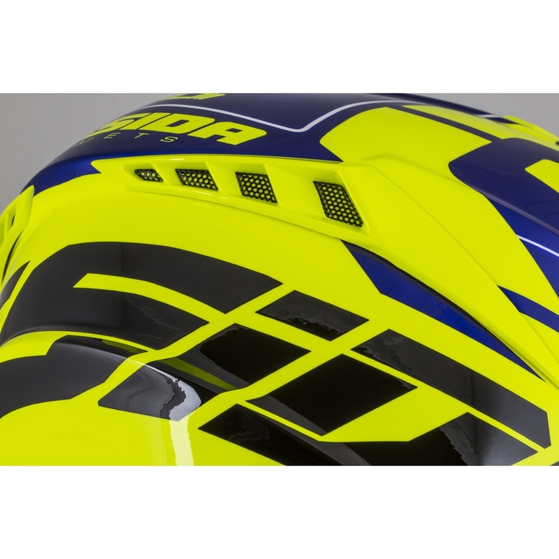 Мотокрос каска Cassida Cross Pro II Contra fluo жълто-синьо-бяло