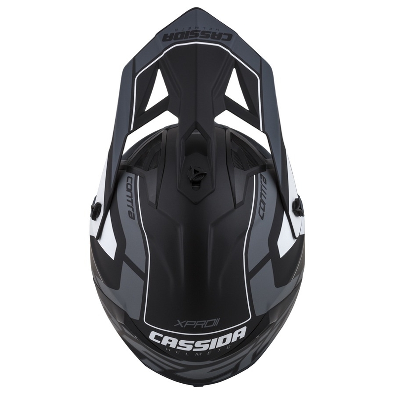 Каска за мотокрос Cassida Cross Pro II Contra черно-сиво-бяла