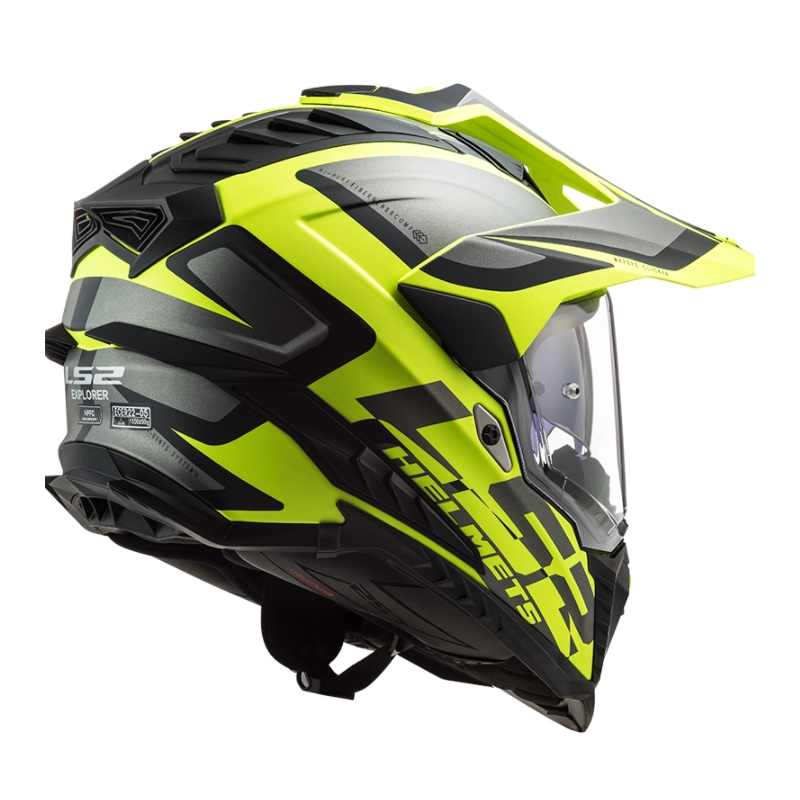 Каска за ендуро LS2 MX701 Explorer Alter черно-сиво-флуорово жълто