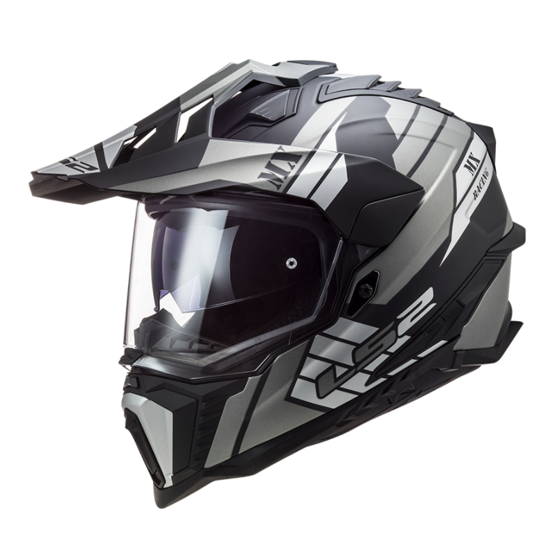 Каска за ендуро LS2 MX701 Explorer Atlantis черно-сиво-бяло