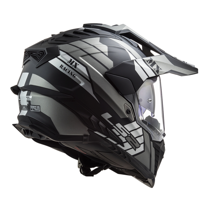 Каска за ендуро LS2 MX701 Explorer Atlantis черно-сиво-бяло