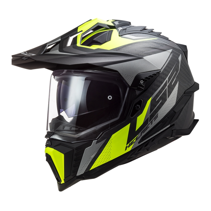 Каска за ендуро LS2 MX701 Explorer C Focus черно-сиво-синьо-жълто
