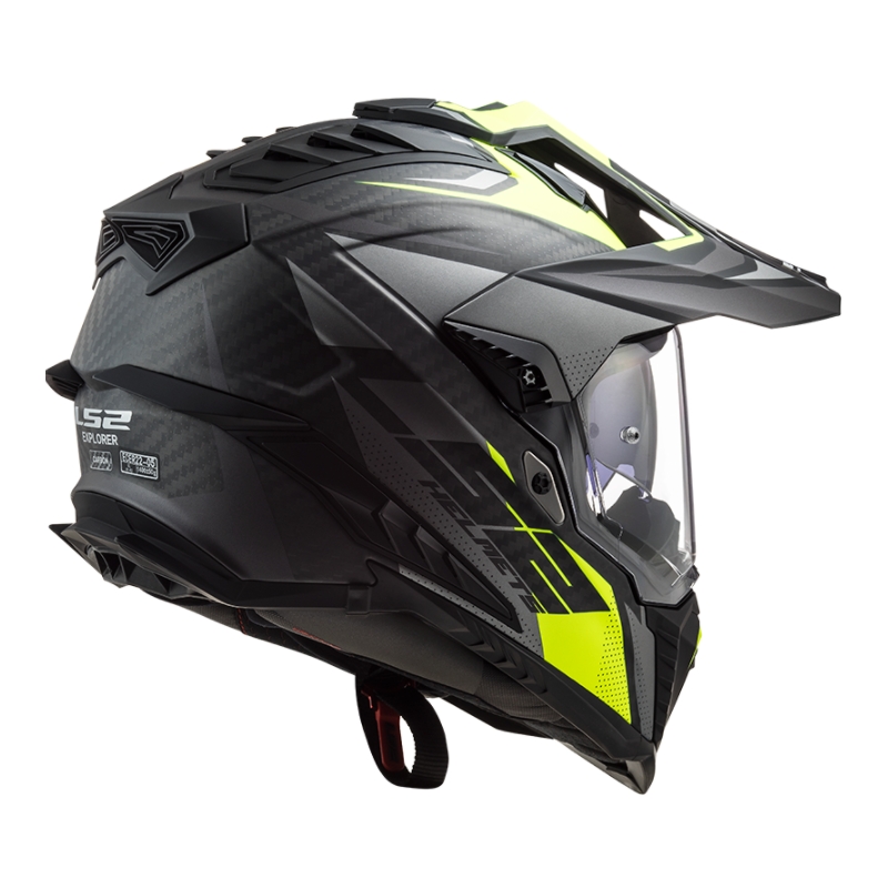 Каска за ендуро LS2 MX701 Explorer C Focus черно-сиво-синьо-жълто