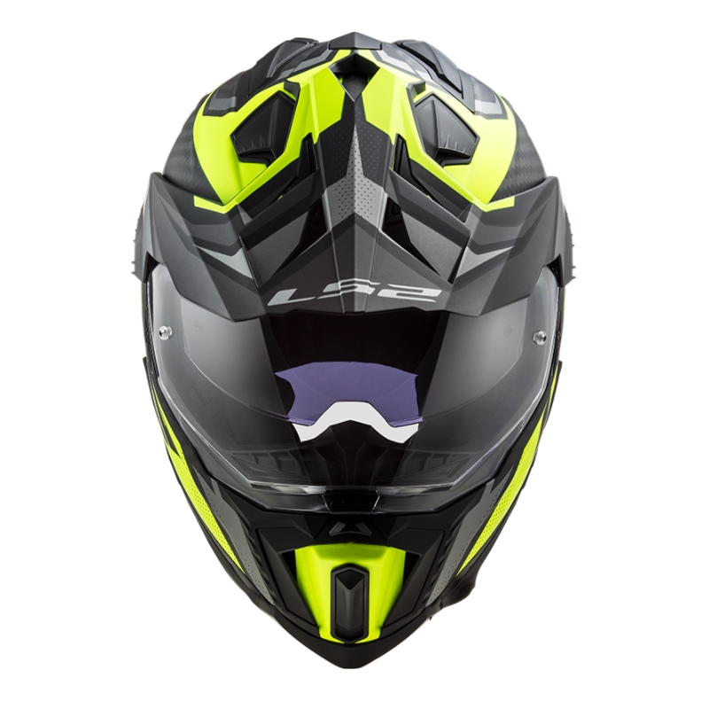 Каска за ендуро LS2 MX701 Explorer C Focus черно-сиво-синьо-жълто