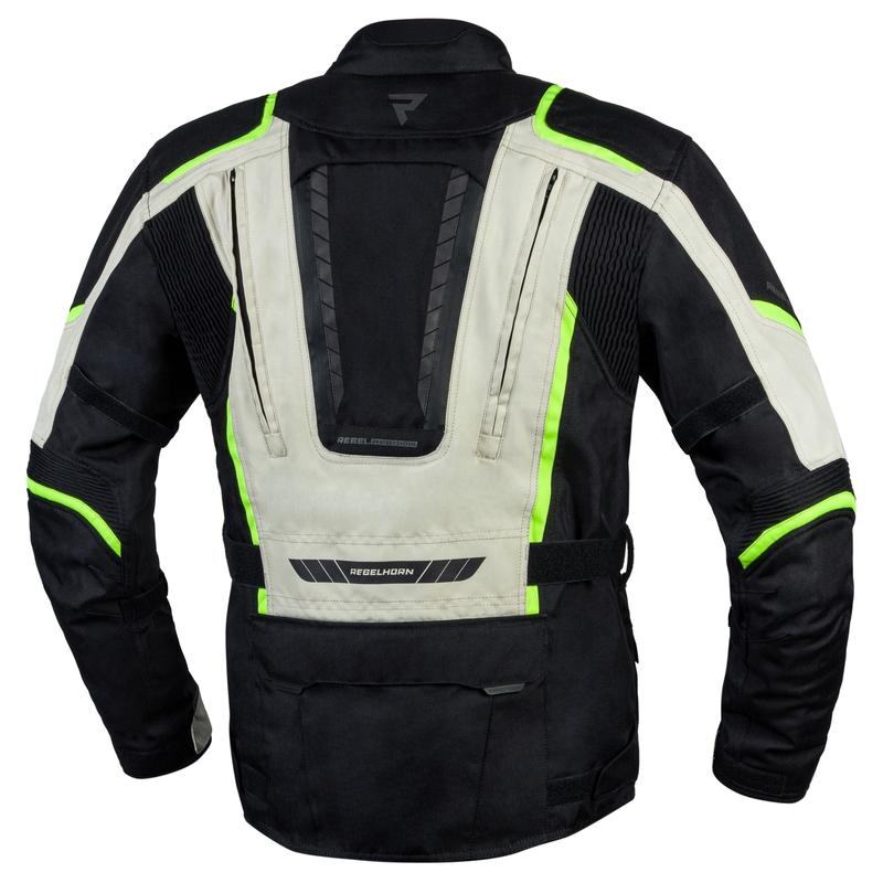 Мотоциклетно яке Rebelhorn Hiker III черно сиво флуорово жълто разпродажба
