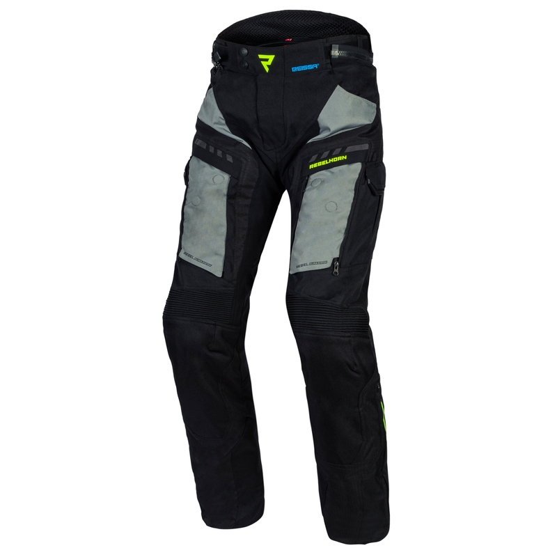 Moto kalhoty Rebelhorn Cubby IV černo-šedo-fluo žluté výprodej