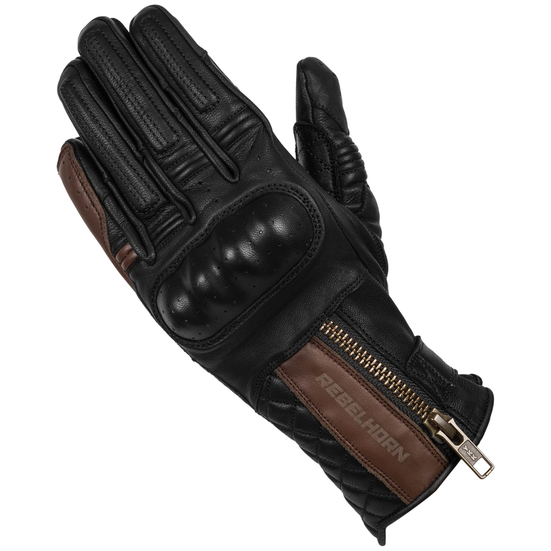 Дамски мотоциклетни ръкавици Rebelhorn Hunter Black and Brown разпродажба