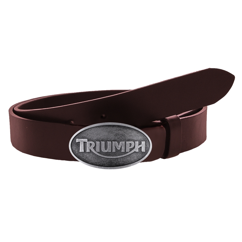 Кожен мото колан с кафява катарама Triumph