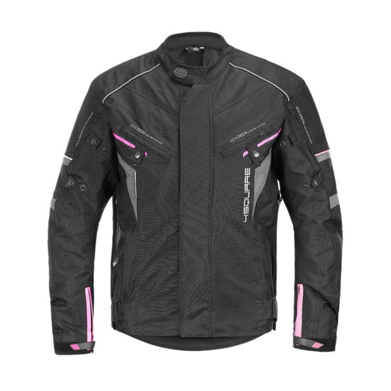 Dámská bunda na motorku 4SQUARE Roadster černo-růžová výprodej