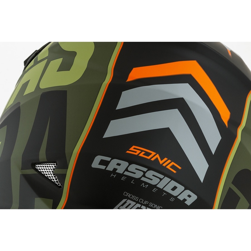 Каска за мотокрос Cassida Cross Cup Sonic оранжево-зелена матова
