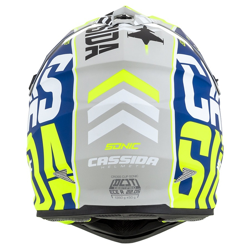 Каска за мотокрос Cassida Cross Cup Sonic fluo жълто-синьо матова