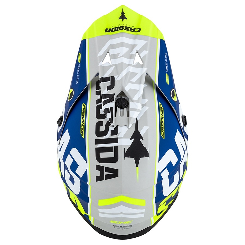 Каска за мотокрос Cassida Cross Cup Sonic fluo жълто-синьо матова