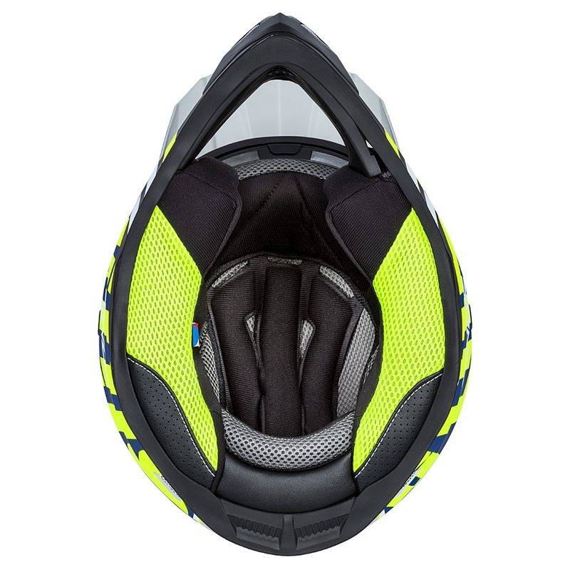 Каска за мотокрос Cassida Cross Cup Sonic fluo жълто-синьо матова