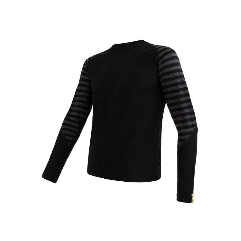 Pánské funkční tričko Sensor Merino Active černo-šedé - dlouhý rukáv výprodej
