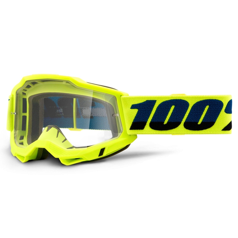 Очила за мотокрос 100% ACCURI 2 OTG флуорово жълти (прозрачен плексиглас)