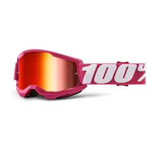 Детски очила за мотокрос 100% STRATA 2 pink (червен огледален плексиглас)