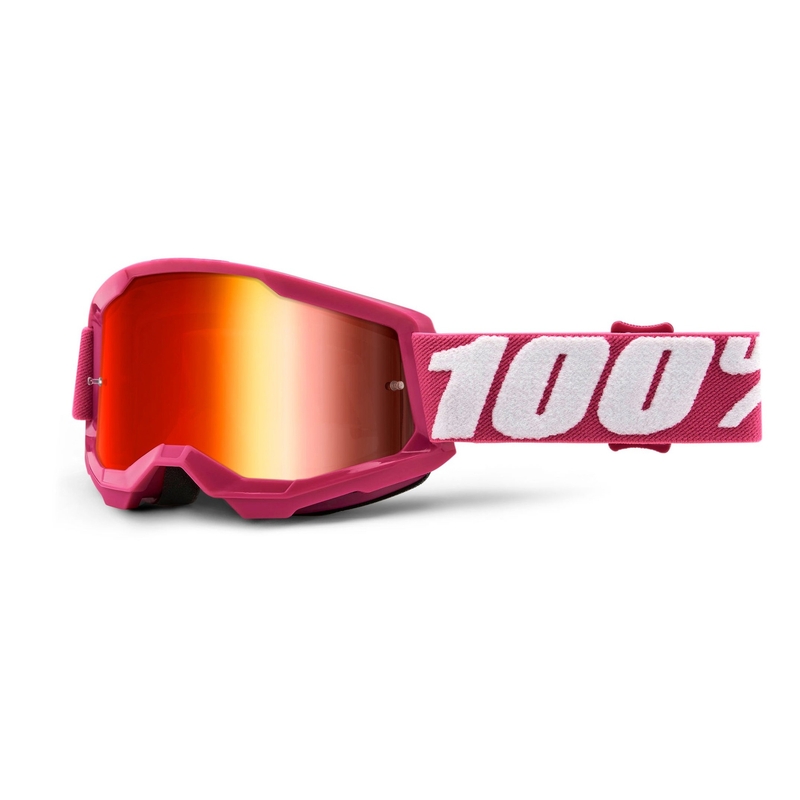Детски очила за мотокрос 100% STRATA 2 pink (червен огледален плексиглас)