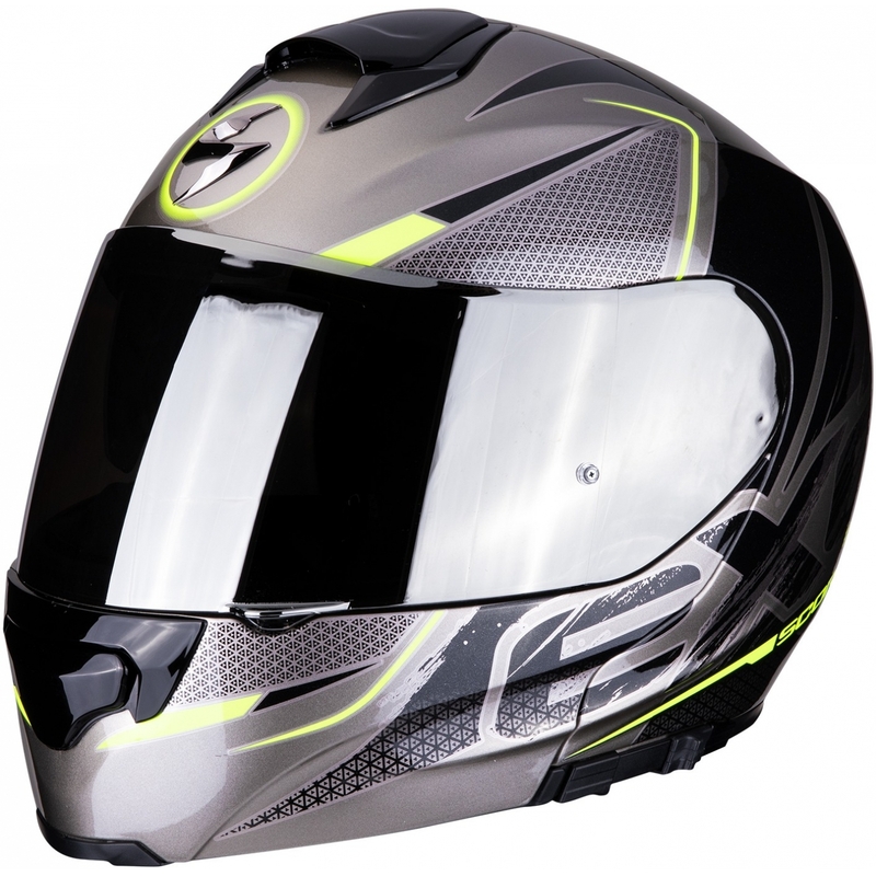 Vyklápěcí přilba Scorpion EXO-3000 Air Creed titanovo-černo-fluo žlutá - II. jakost