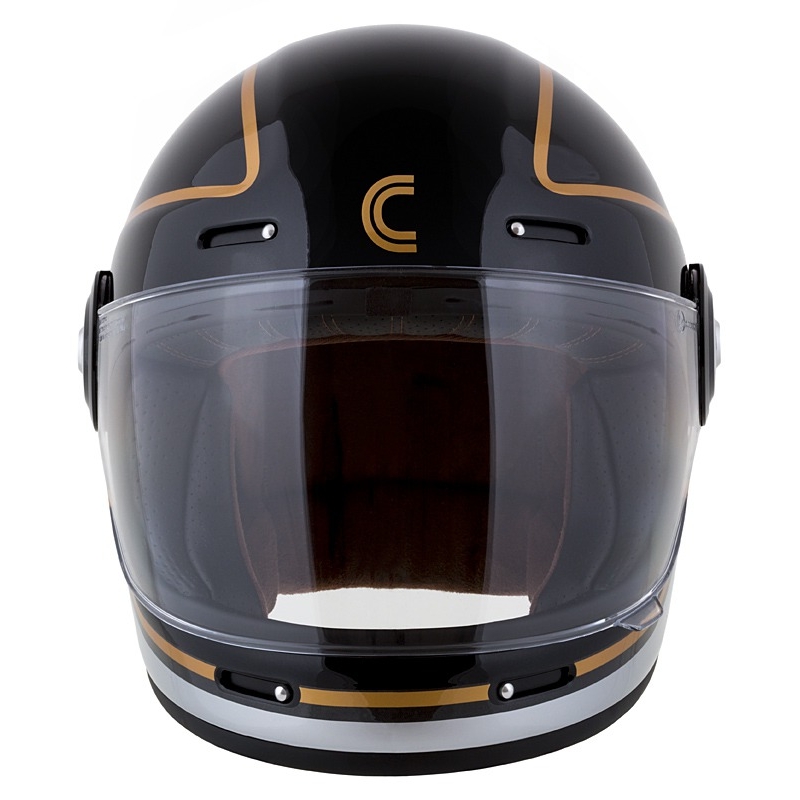 Интегрална мотоциклетна каска Cassida Fibre Jawa Sport черно-сребристо-златиста