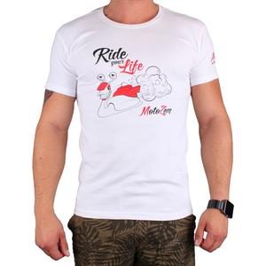 Тениска s motivem MotoZem Ride your life white разпродажба