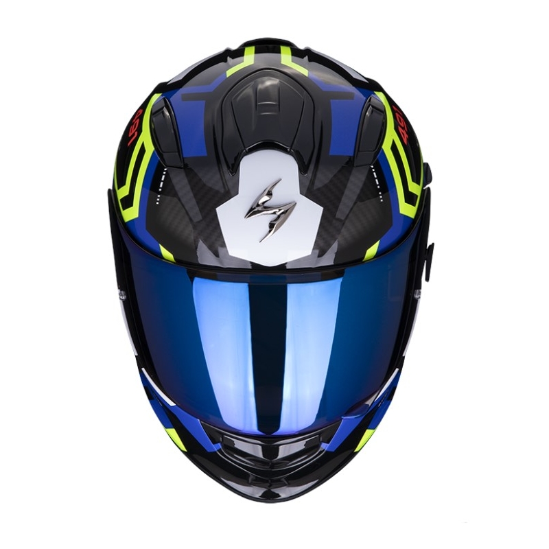 Integrální přilba na motorku SCORPION EXO-491 SPIN černo-modro-fluo žlutá výprodej