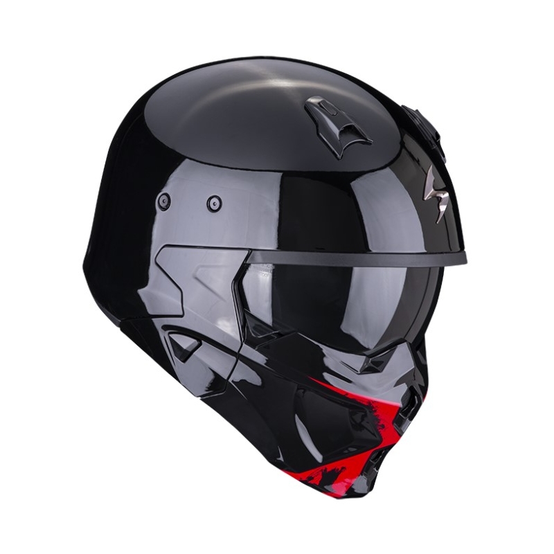 Отворена каска с маска SCORPION COVERT-X TANKER черно-червена