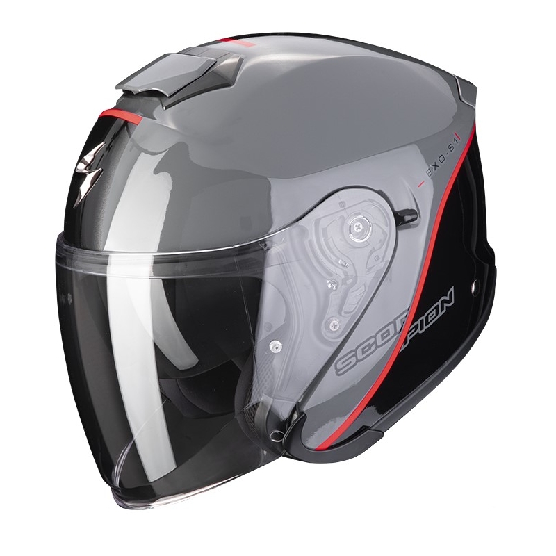 Otevřená přilba Scorpion EXO-S1 ESSENCE cementově šedo-černo-červená