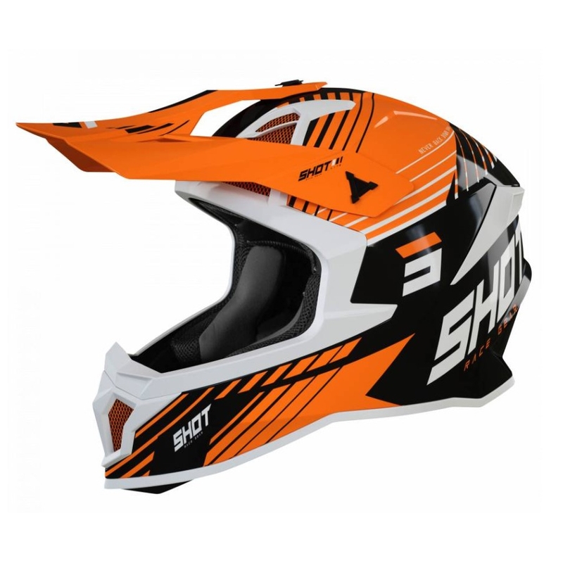 Motokrosová přilba Shot Lite Fury černo-bílo-oranžová výprodej