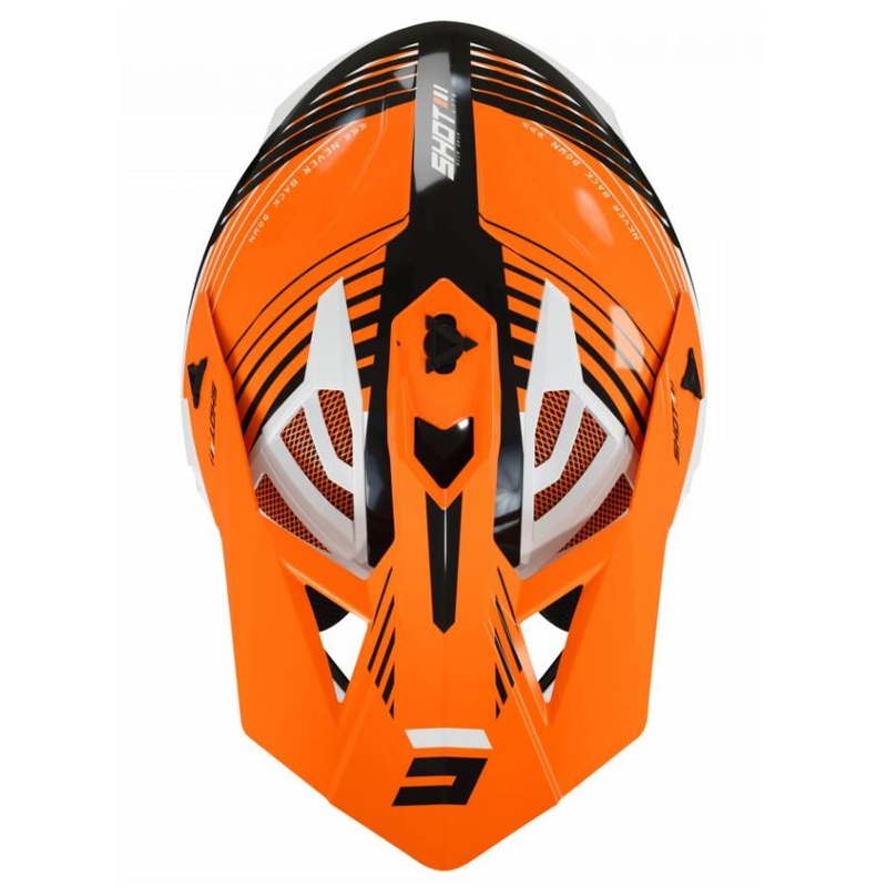 Motokrosová přilba Shot Lite Fury černo-bílo-oranžová výprodej