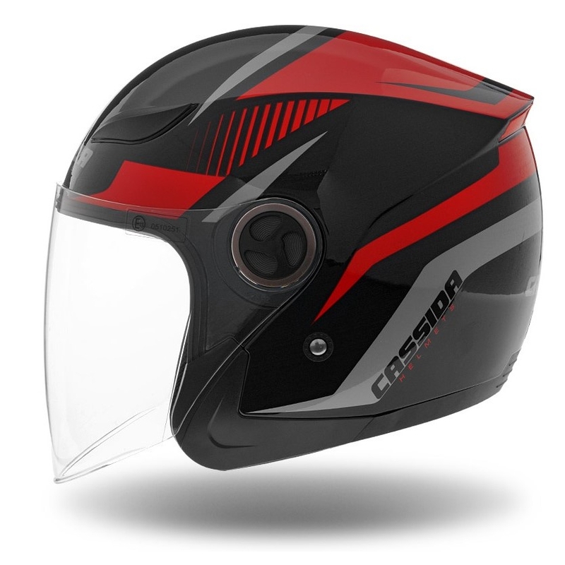 Cassida Reflex отворена мотоциклетна каска черно-червено-сива