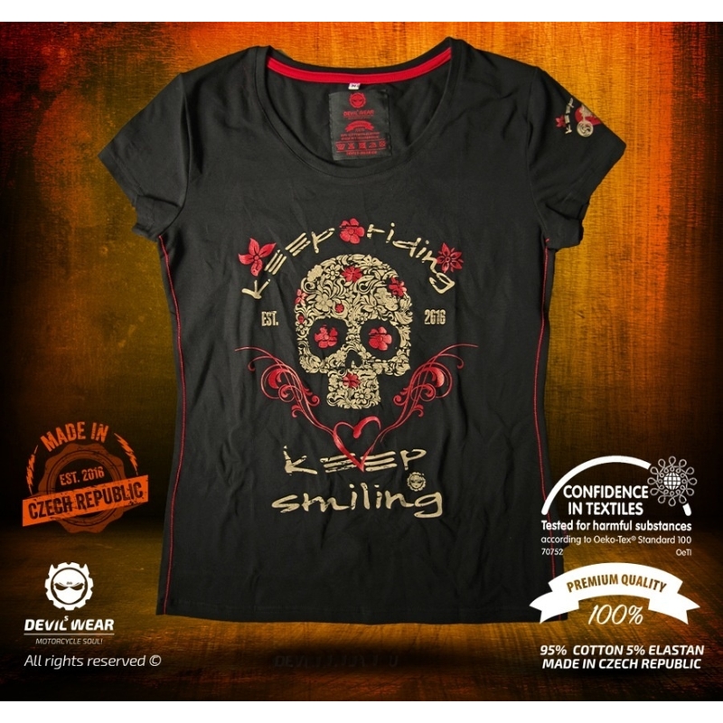 Dámské triko Devils Wear - Keep Riding Keep Smiling