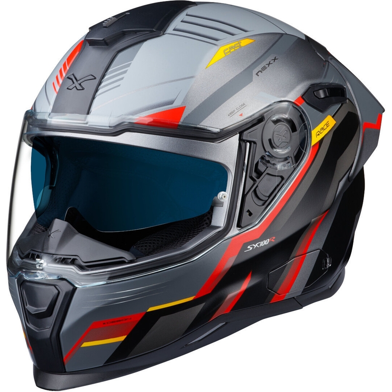 Интегрална мотоциклетна каска NEXX SX.100R Gridline сиво-червена разпродажба