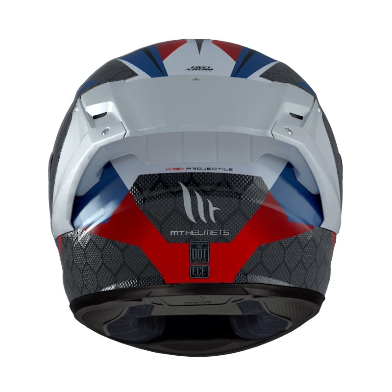 Integrální přilba na motorku MT FF103PLUSC KRE+ Carbon Projectile D7 šedo-bílo-červeno-modrá