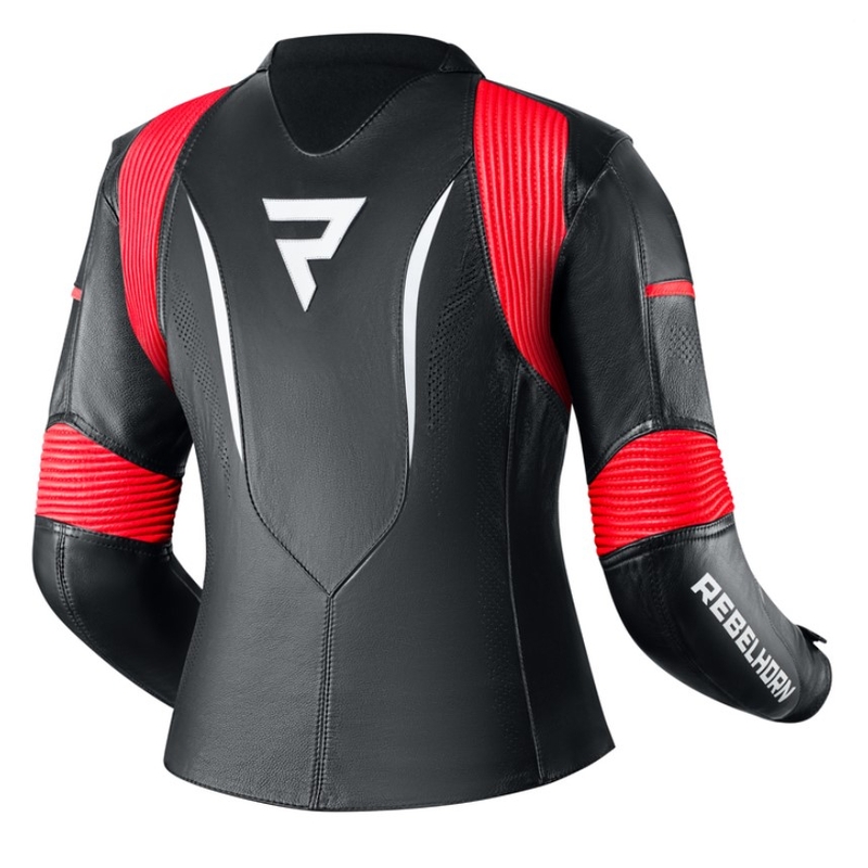 Дамско мотоциклетно яке Rebelhorn Rebel Black-White-Fluo Red