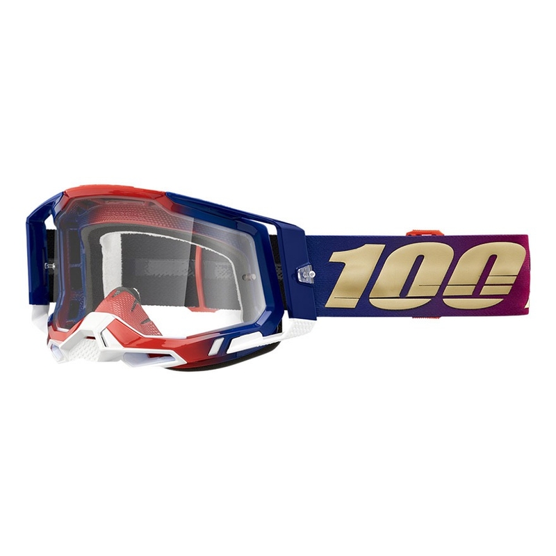 Motokrosové brýle 100% RACECRAFT 2 United červeno-modré (čiré plexi)