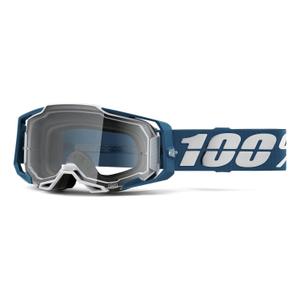 Очила за мотокрос 100% ARMEGA Albar синьо и бяло (прозрачен плексиглас)